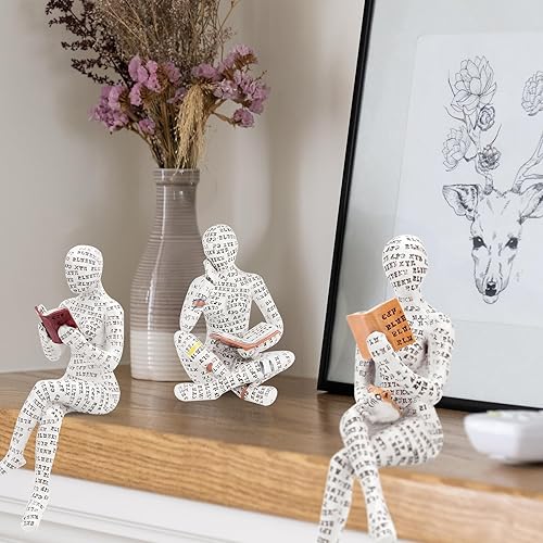 Miniatura 4 de puthiac Esculturas Decoración del hogar Moderna - Estatua de mujer de lectura, escultura de pensador, decoración moderna abstracta para el hogar,