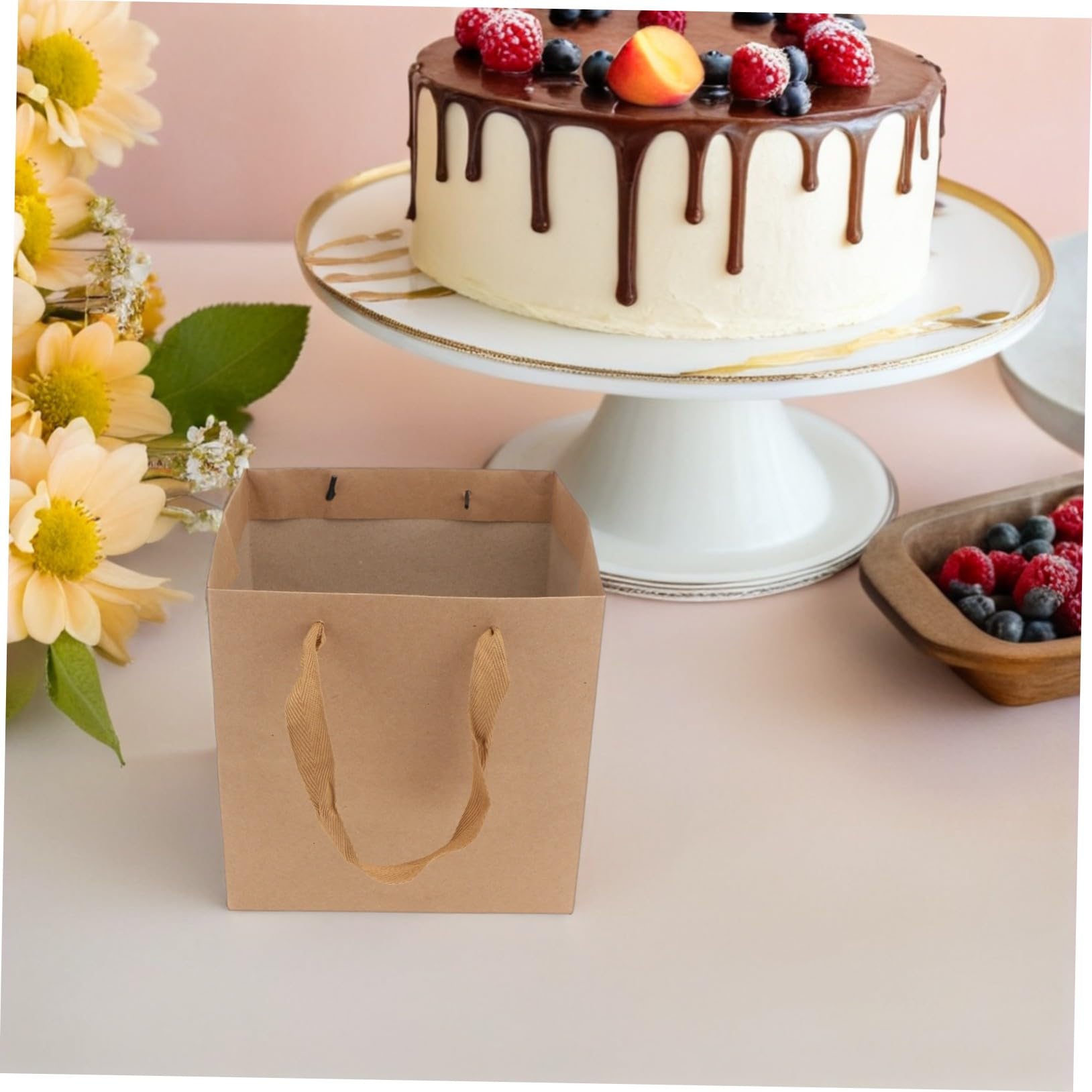 JECOMPRIS 10 Bolsas de Papel Cuadradas Resistentes para Flores y Pasteles, Ideales para Fiestas, Eventos y Empaquetado Elegante