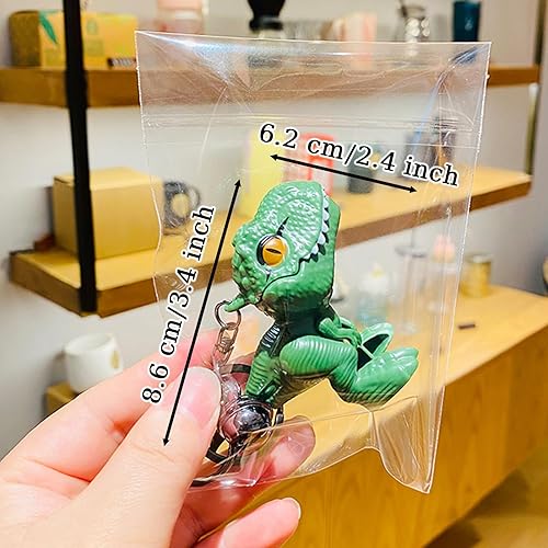 Miniatura 5 de Chngna Lindo llavero de dinosaurio, bonitos regalos de dinosaurio, llavero de mochila con campana pequeña, llaveros de automóvil de dinosaurio para