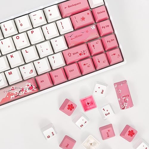 Miniatura 6 de 104 PBT Sakura - Juego de teclas de sublimación de tinte teclas personalizadas OEM rosas para teclado mecánico Gateron Kailh Cherry MX 6187104 para