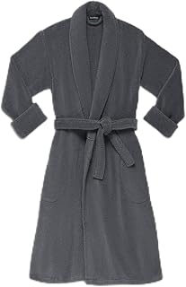 Brooklinen 럭셔리 면 목욕 가운, OEKO-TEX 인증, 플러시 및 세탁기 세탁 가능 - 프리미엄 터키산 플러시 로브, 회색., 라지