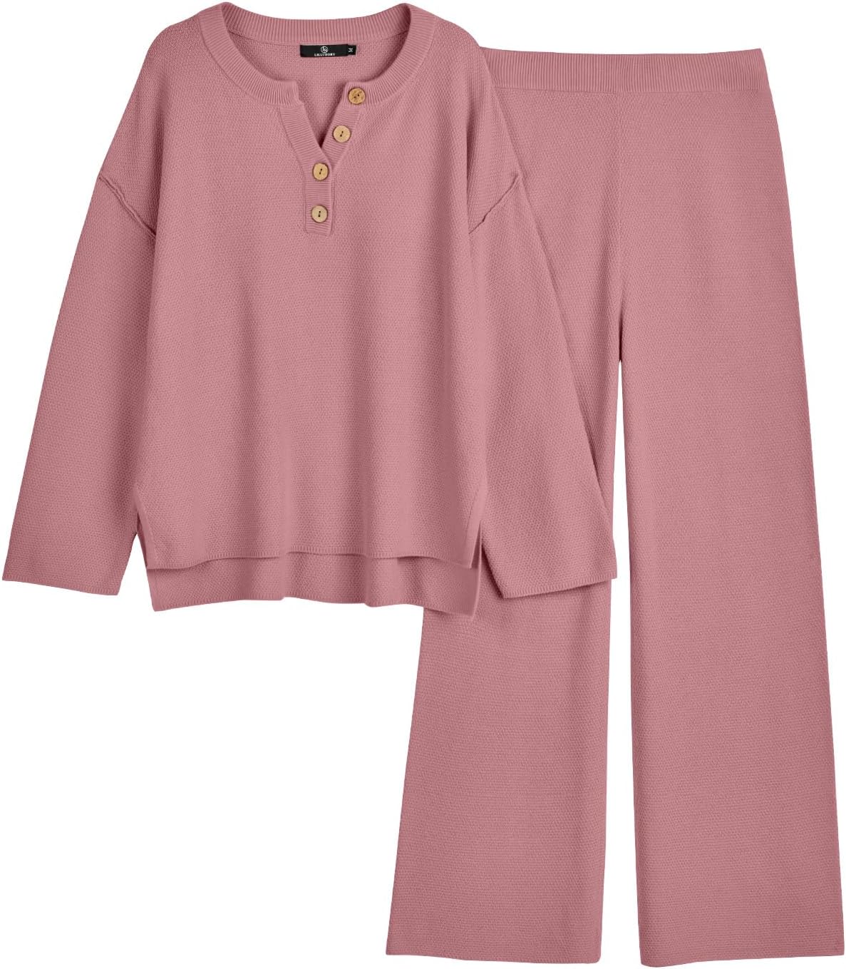 LILLUSORY Women's 2 Piece Lounge Sets Oversized Slouchy Matching Cozy Knit Sets
