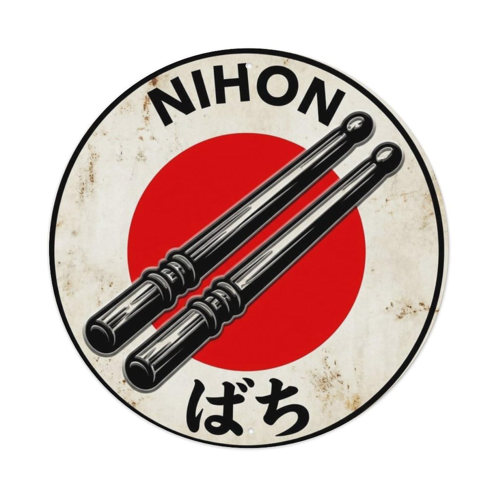 Galvaxio Style Taiko Bachi Nihon Drum Sticks Historic Metal Tin Sign