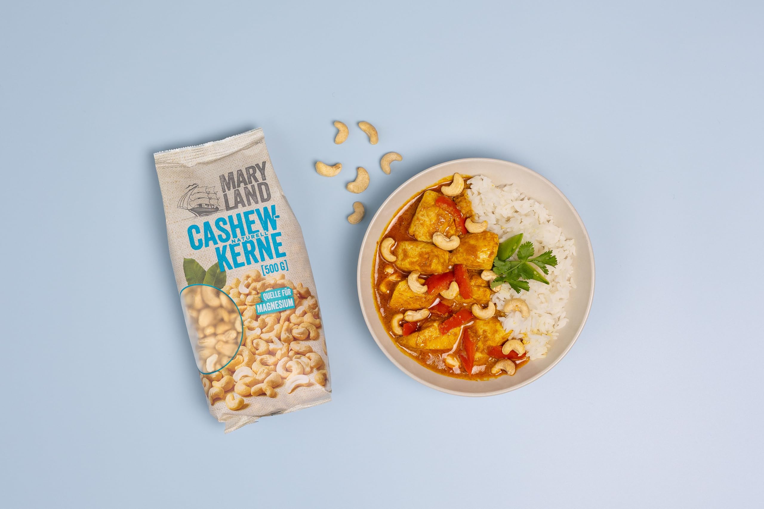 Maryland Cashewkerne 500g Beutel 5er Pack – Cashewkerne naturbelassen, vegan, frei von künstlichen Aromen, ohne Zusatzstoffe – Im Großbeutel Format genießen (5 x 500g)