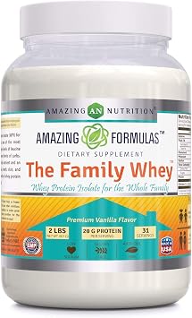 Amazing Formulas The Family Whey - Whey Protein Isolate Powder For The Whole Family - 2 lbs - Most Complete & Purest Form Of Protein - Gluten Free - All Natural Ingredients -