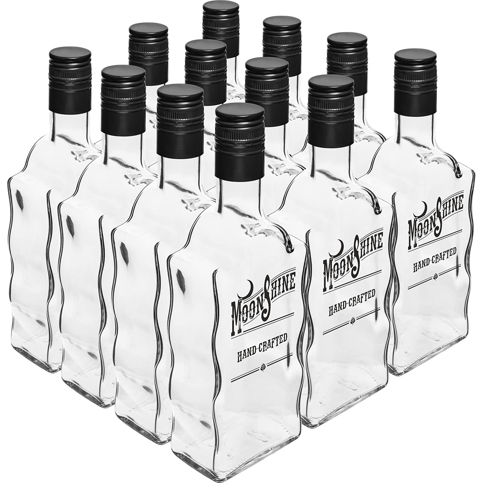 Botella Klasztorna de 0,5 L para licores caseros, juego de 12 botellas con rosca Moonshine