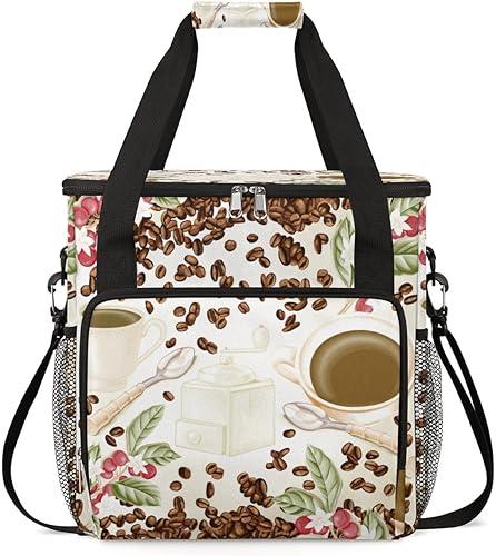 Cafetera de café en grano de acuarela, bolsa de transporte para café, bolsa de almacenamiento de viaje, compatible con Keurig K-Mini o K-Mini Plus,