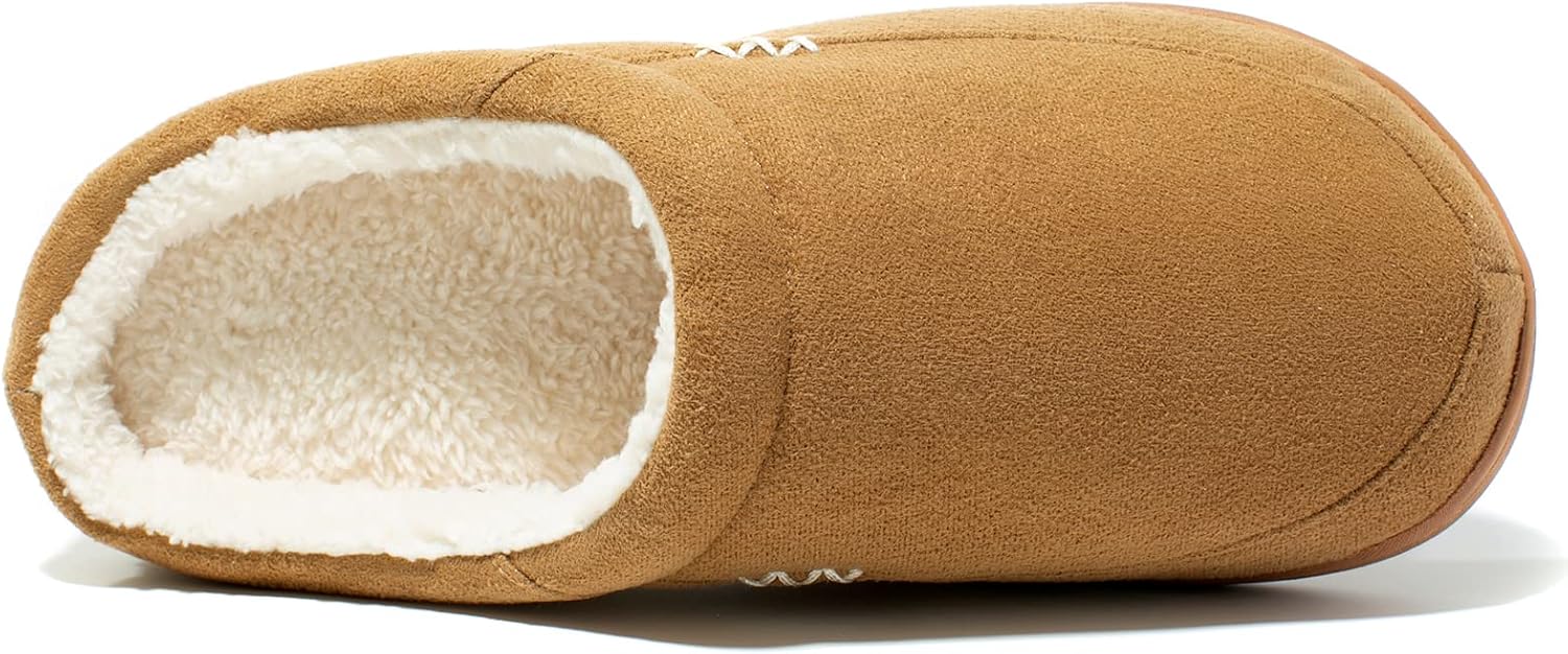 NewDenBer Men's Warm Memory Foam Suede Plush Fleece Lined Slip on Indoor Outdoor Clog House Slippers - Image 6