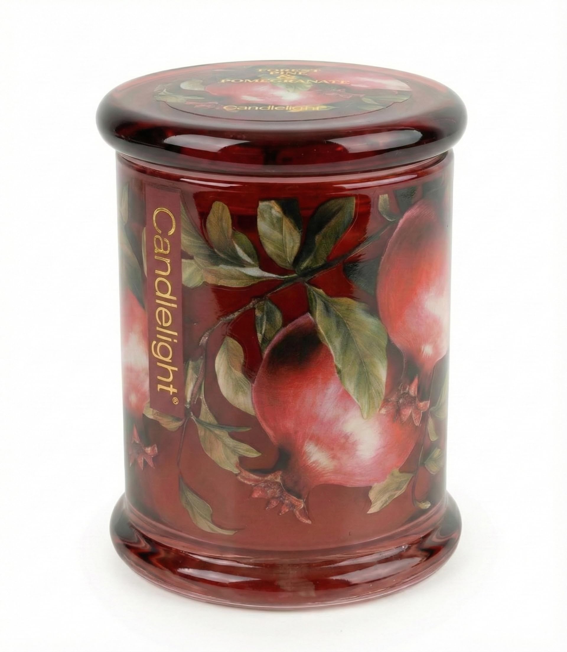 Candlelight Deep Red Forest Pine & Pomegranate Large Scented Candle – Luxury Red Glass Jar | 28 Hour Burn Time | Autumn & Winter Fragrance Home Décor