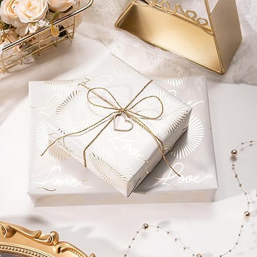 Miniatura 10 de LeZakaa Rollo de papel de regalo plateado mini rollo flor y amor y anillo con diseño de lámina metálica para bodas compromisos despedidas de soltera