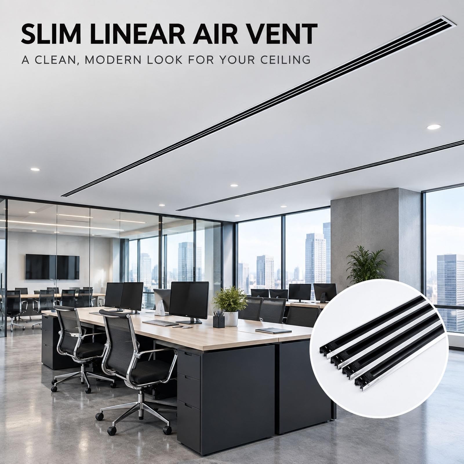 Rejilla de Aire ABS/PVC, Lineal, Decorativa, Lamas Ajustables