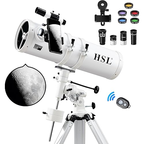 HSL 150EQ Astronomical Reflector Telescope for Adults high Powered,150mm Aperture Professional Telescopes for Adults Astronomy,Comes with 5 Color Filters Set and 3X Barlow Lens