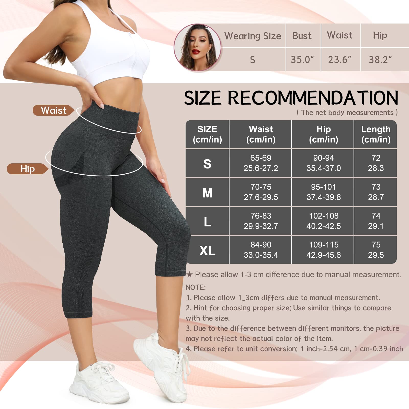 Leggins Mujer Push Up 3/4 Capris Mallas Pantalones Deportivos Anticeluliticos Yoga Leggings de Cintura Alta Elásticos Barriga Control Pantalones Deporte para Fitness Correr