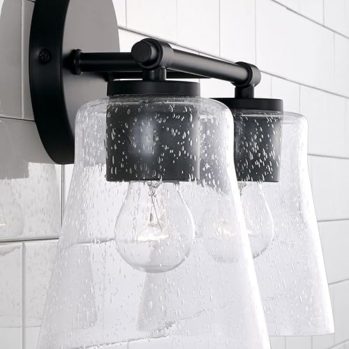 Miniatura 10 de HomePlace Lighting 146931AD-533 Baker - Lámpara de tocador de vidrio con semillas cónicas de transición para baño, 3 luces, 300 vatios totales, 10