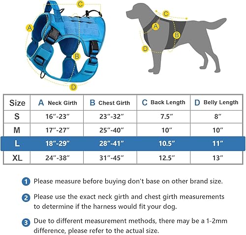 Miniatura 2 de WINGOIN Arnés táctico azul para perros grandes, arnés ajustable para mascotas, con asa, reflectante, K9, chaleco de servicio militar, para caminar,