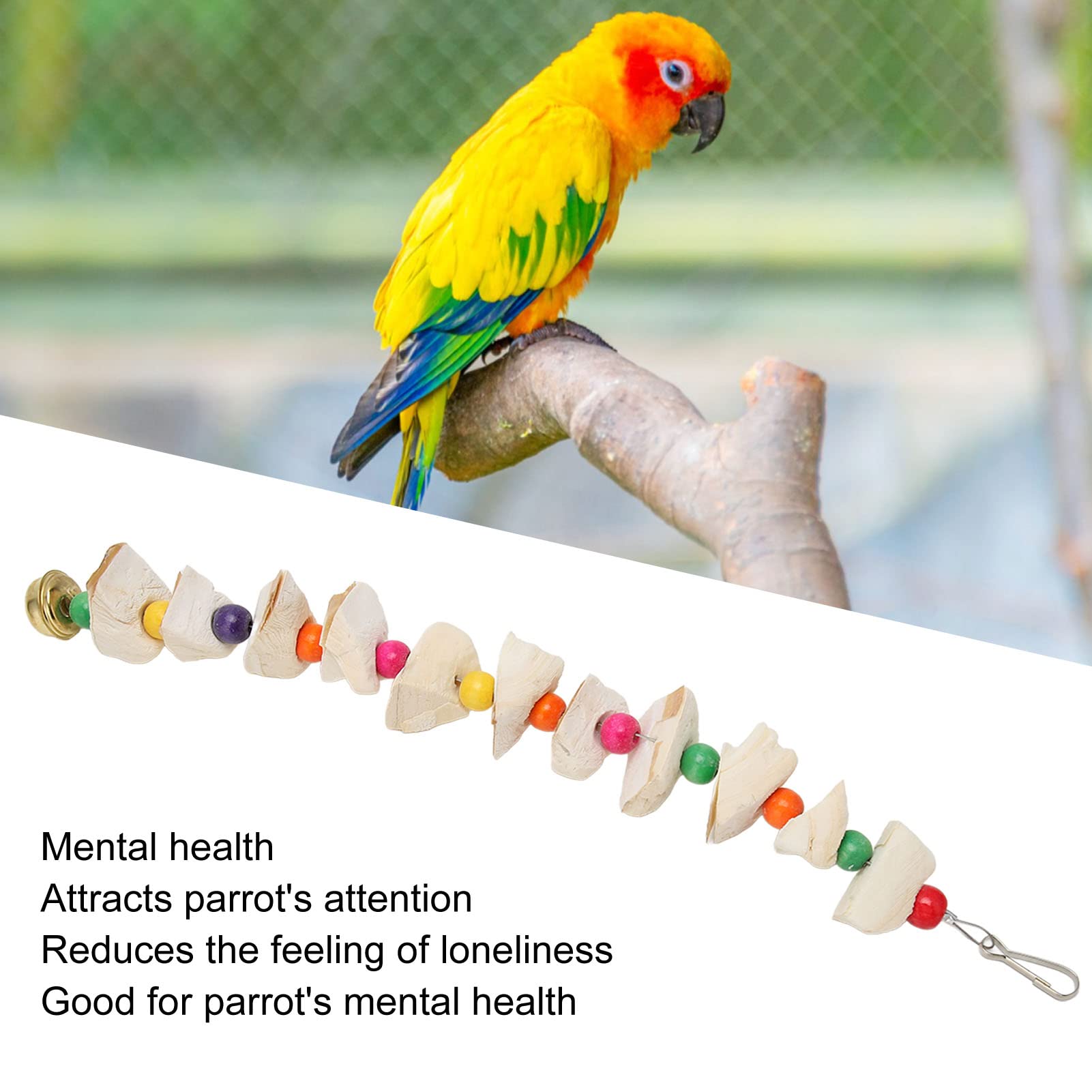 Juguete para Masticar Hueso de Sepia para Pájaros, Coloridos Juguetes para Masticar Pájaros Resistencia a Las Mordeduras Suplemento de Calcio Alivio de la Ansiedad con Campanas para (SG)