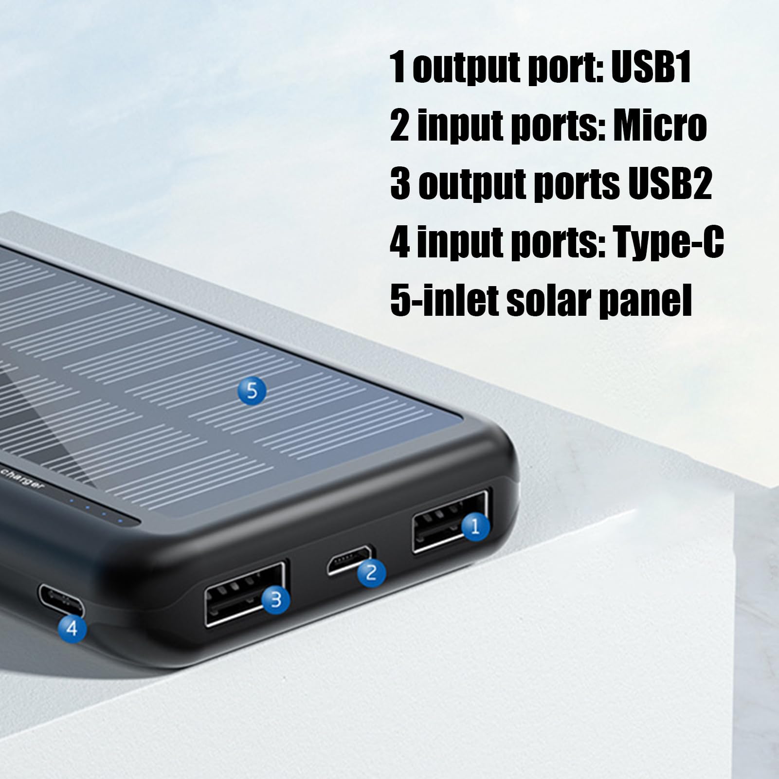 Power Bank Solare Power Bank da Sopravvivenza | Power bank solare con USB per Escursionismo, Campeggio, Trekking, Viaggi, Festival,