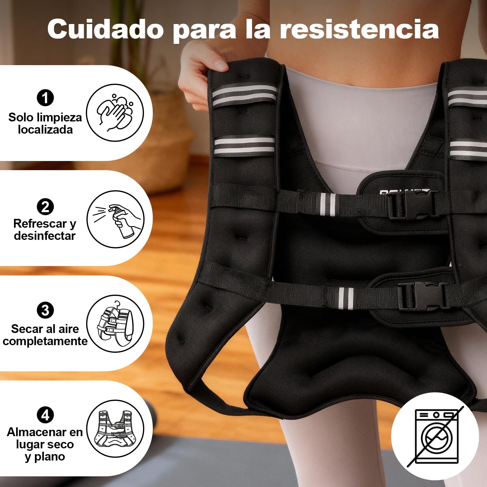 POWER GUIDANCE Chaleco Lastrado 6-20LB Peso Fijo, Neopreno Impermeable, Banda Pecho Ajustable (89-127cm), Bolsillo para CrossFit, Running, Entrenamiento Fuerza