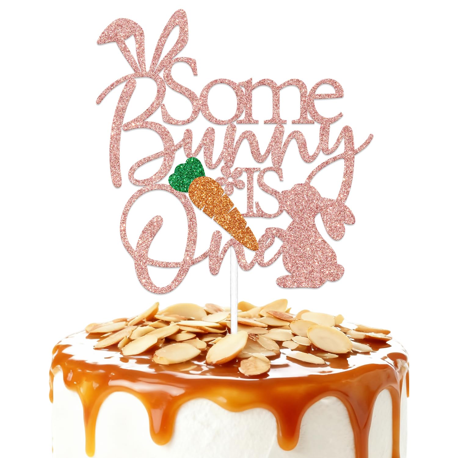 ZCXVC Some Bunny Is One Cake Topper Some Bunny Is One Decorations Happy 1st Birthday Party Decoration Supplies Rose Gold Glitter