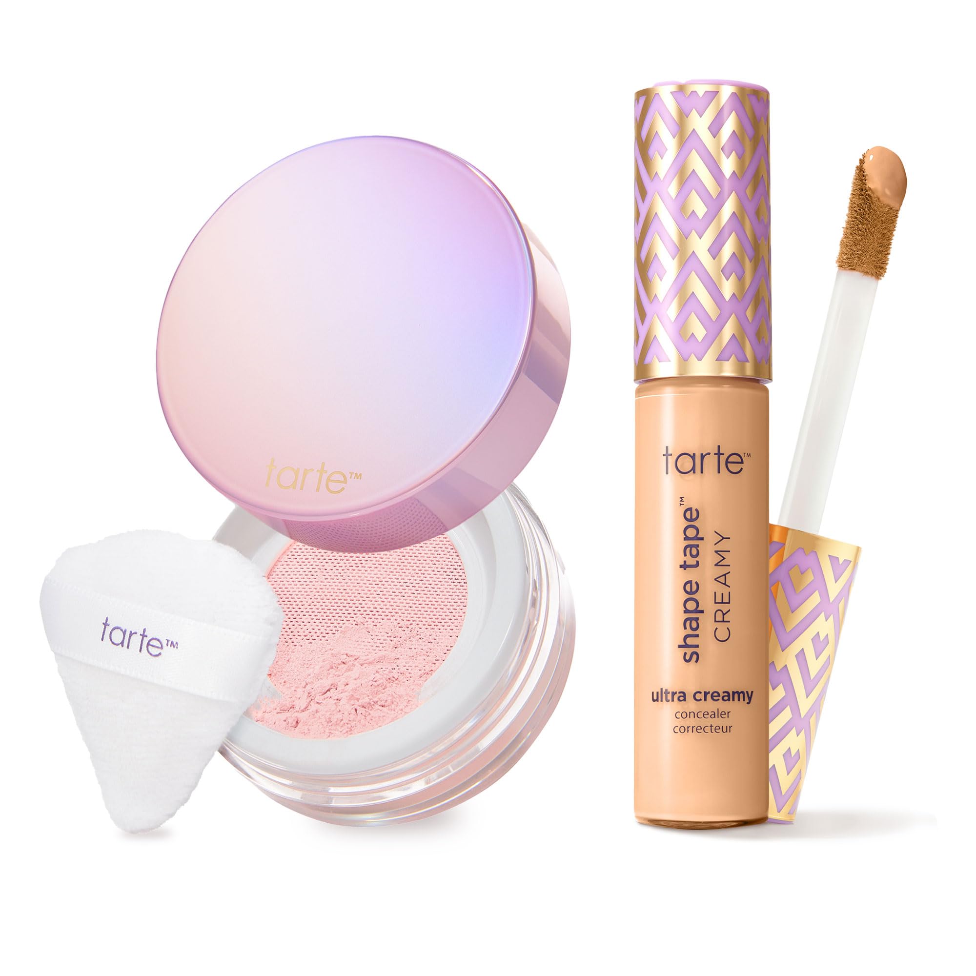 tarte shape tape creamy concealer and creaseless setting powder