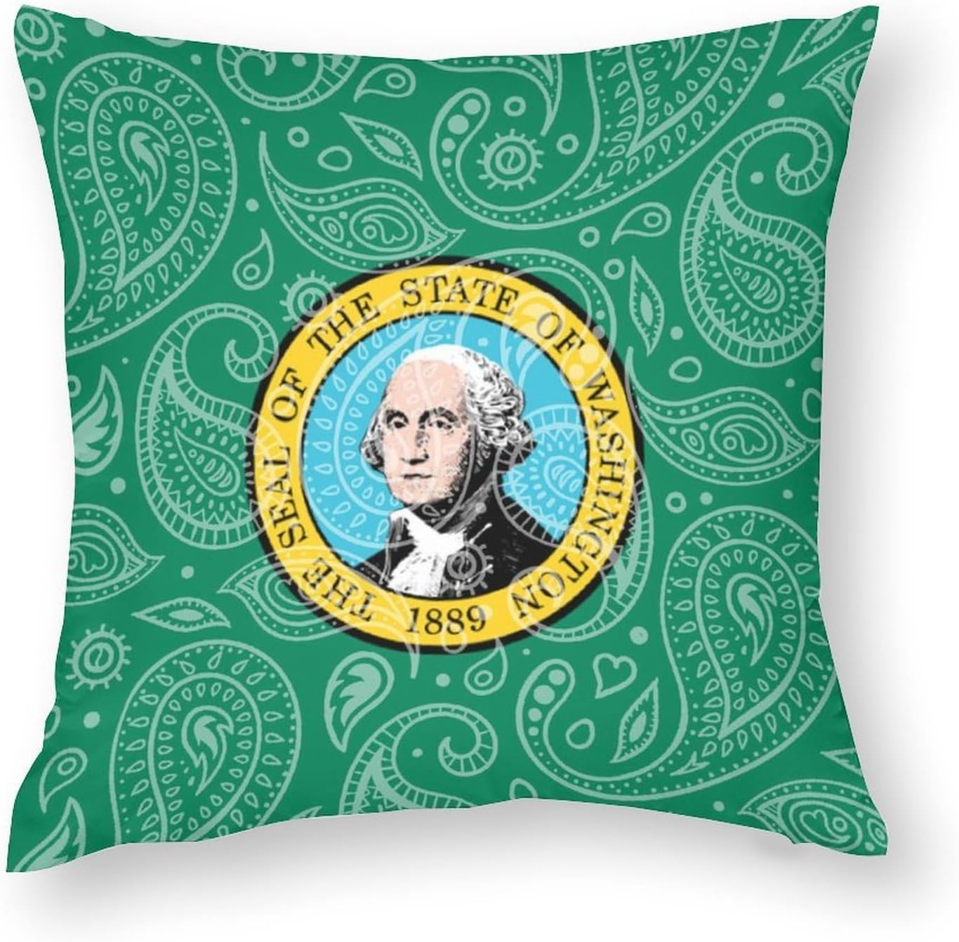 Washington State Flag Paisley Pattern Printed Throw Pillow Case 4 Pcs Soft Pillowcases Pillows Covers Sofa Bed Decor 12/14/16/17/18/20/22/24/32 Inches
