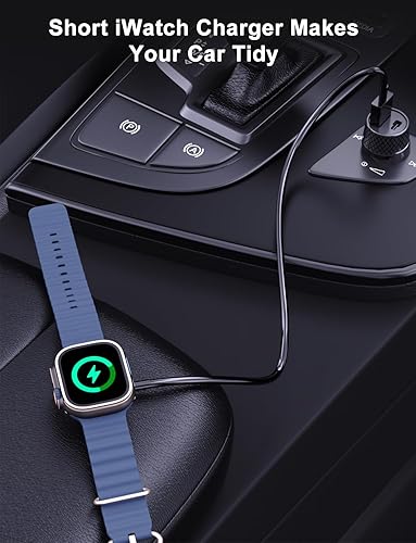 Miniatura 6 de Paquete de 2 cargadores cortos para Apple Watch, cargador USB magnético inalámbrico rápido para iWatch, compatible con iWatch Ultra/Series Negro