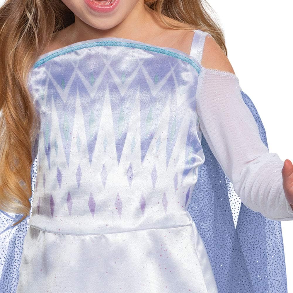 Disney Frozen 2 Elsa Costume for Girls, Classic Dress and Cape Outfit, Toddler Size Medium (3T-4T), Child Extra Small