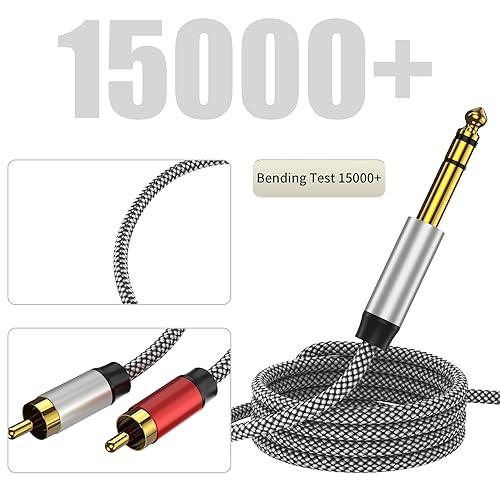 Miniatura 10 de Cable de audio de 3.5 mm a 2 RCA, adaptador auxiliar, cable divisor estéreo, cable auxiliar RCA en Y para smartphone, altavoces, tableta, televisión