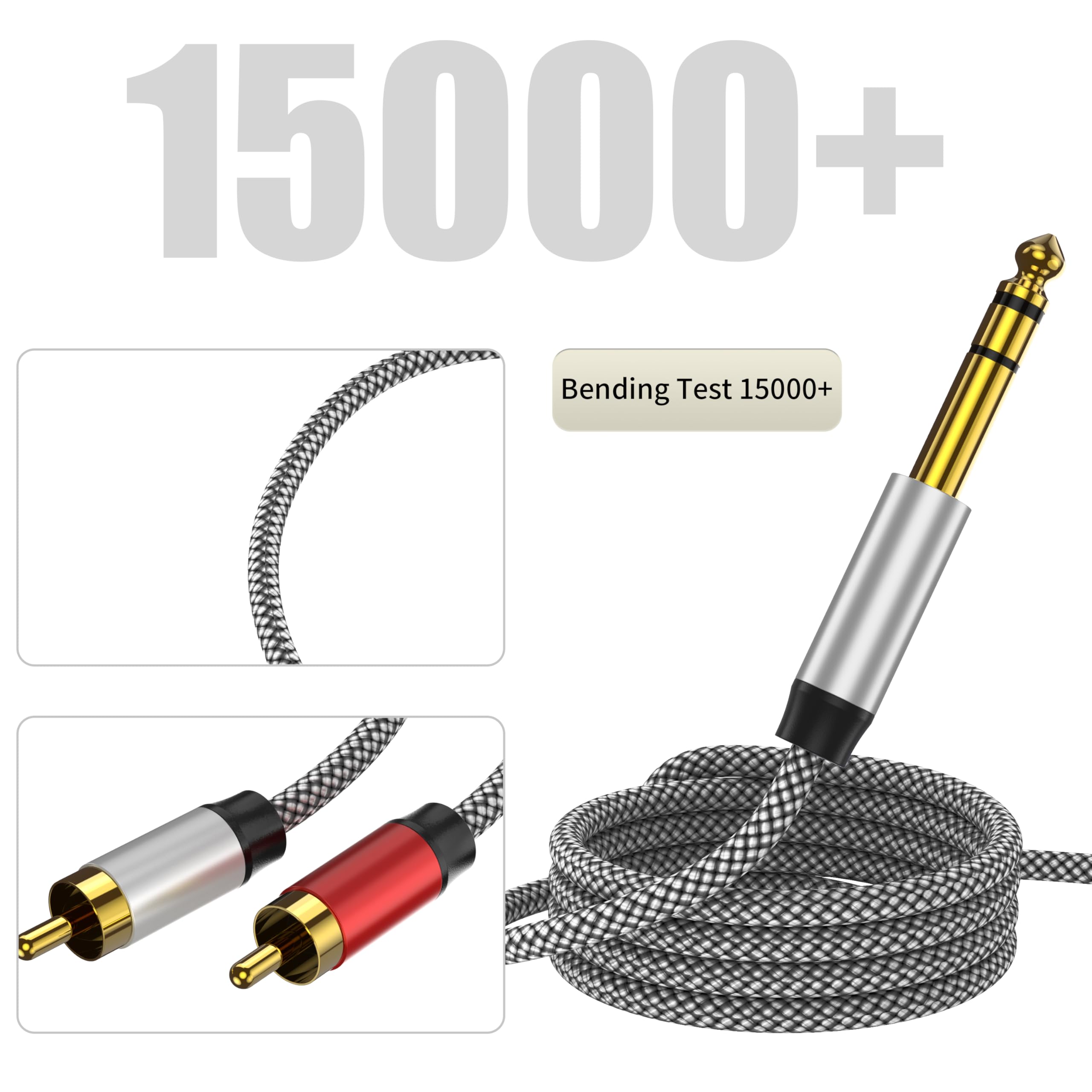 Cavo da RCA a 1/4 da 4 m, cavo splitter da 1/4 TRS a RCA Y, cavo audio da 1/4 a doppio RCA