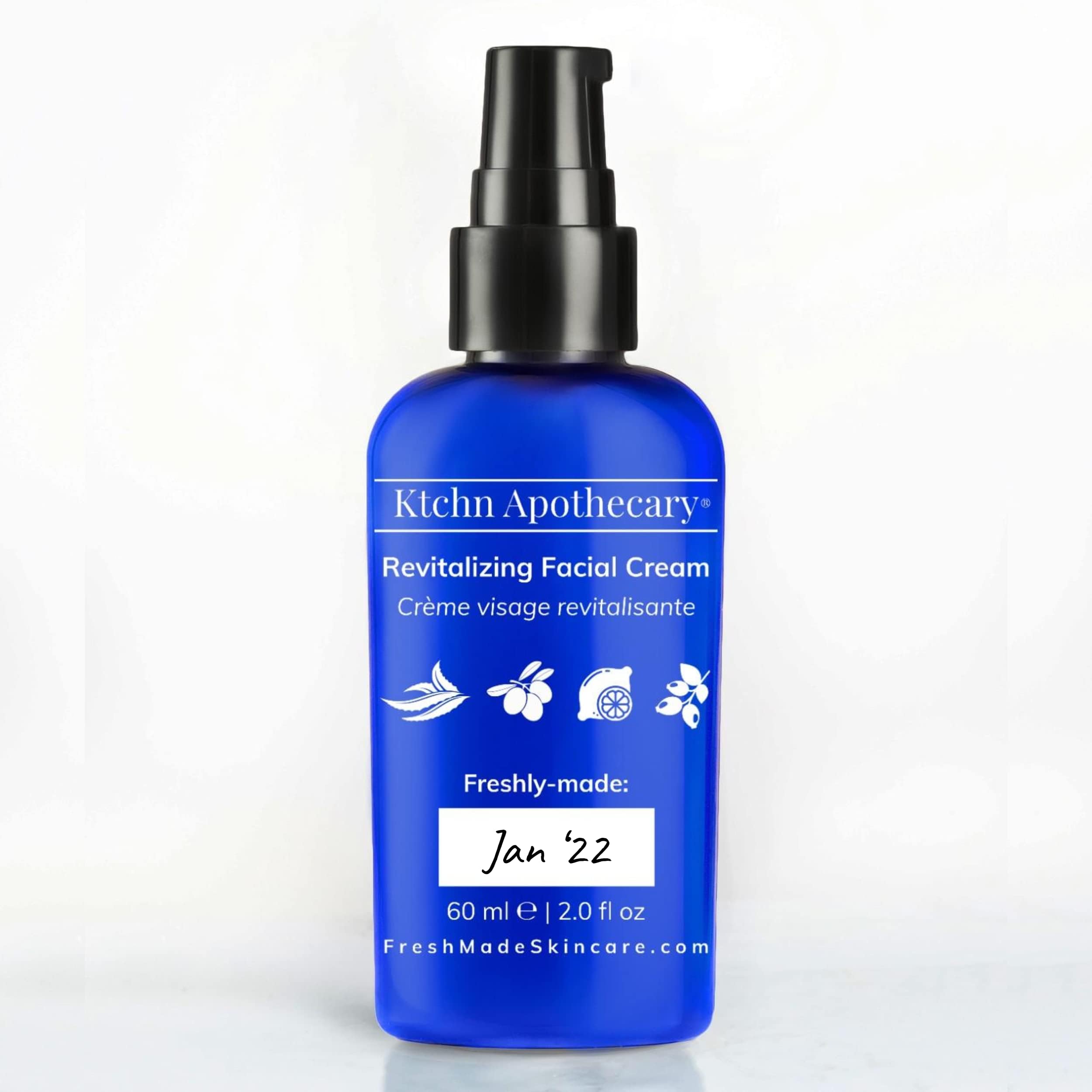 Revitalizing Natural Facial Moisturizer, Anti-Aging Day + Night Hydrating Face Cream, Freshly-Made to Reveal Smoother, Healthier-Looking Skin, For Normal, Sensitive, Dry, & Mature Skin, Women & Men