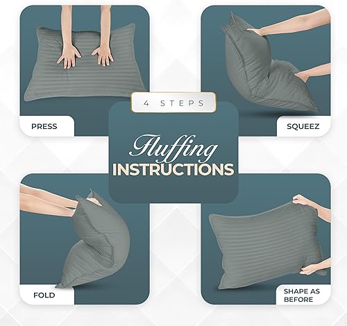 Miniatura 8 de Utopia Bedding - Almohadas de cama para dormir tamaño Queen (gris claro), juego de 2, calidad de hotel refrescante, para dormir de espalda, boca