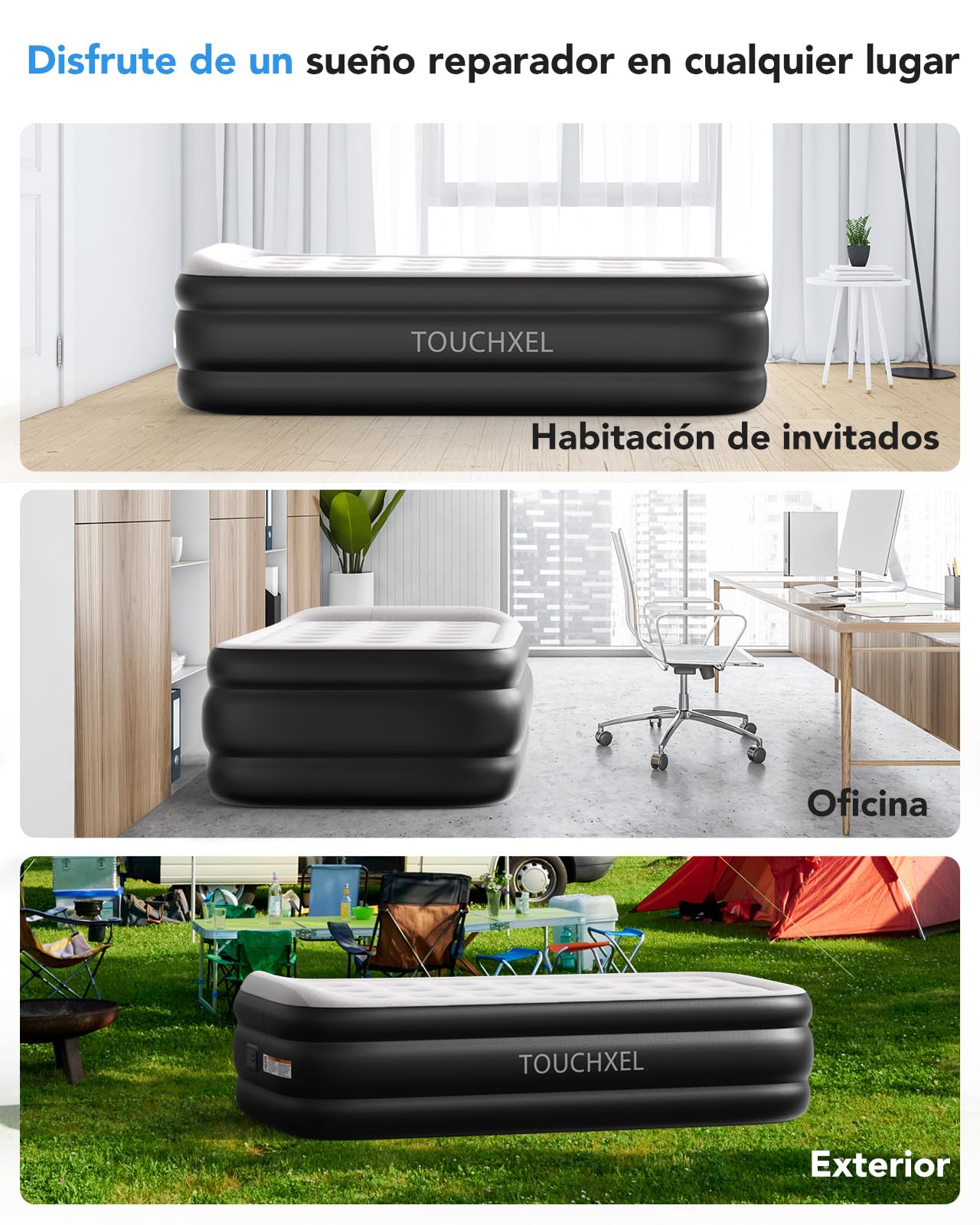 Colchón Hinchable 97x 196 x 47 cm, con Bomba integrada, Cama Hinchable, colchón para Viajar, hogar