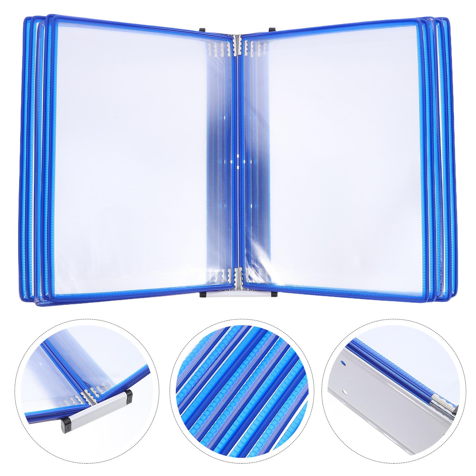 GLEAVI Porta Brochure da Parete A4 a 10 Pagine in Ferro e PVC Blu