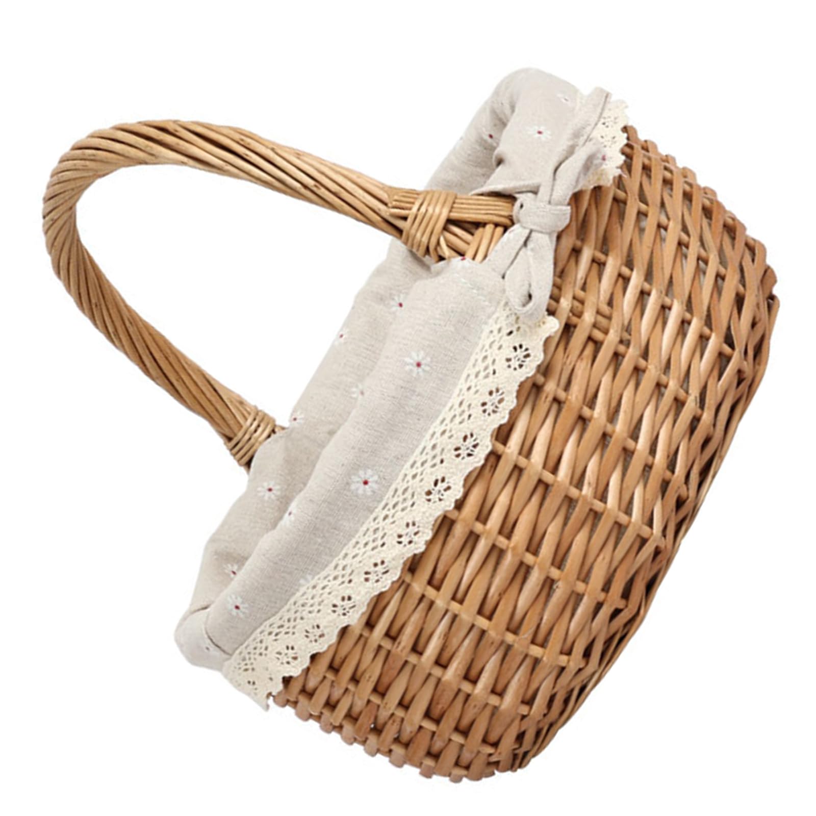 Wicker Storage Basket Fruit Vegetable Bread Container Picnics Bag Gift Packing Basket for Home Decoration and Storage Fruit Vegetable Bread Container