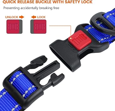 Taglory Reflective Dog Collar for Medium Dogs, Padded Nylon with Buckle