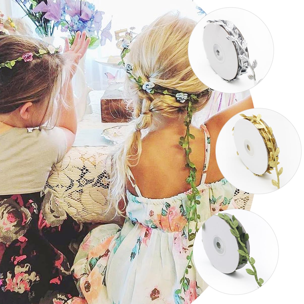 HOMSFOU 4 Set Nastro Decorativo Foglia E Verde Per Fai Da Te E Decorazioni Festive Per Avvolgere Regali Bouquet E Progetti Creativi Matrimonio E Feste 3 * 4
