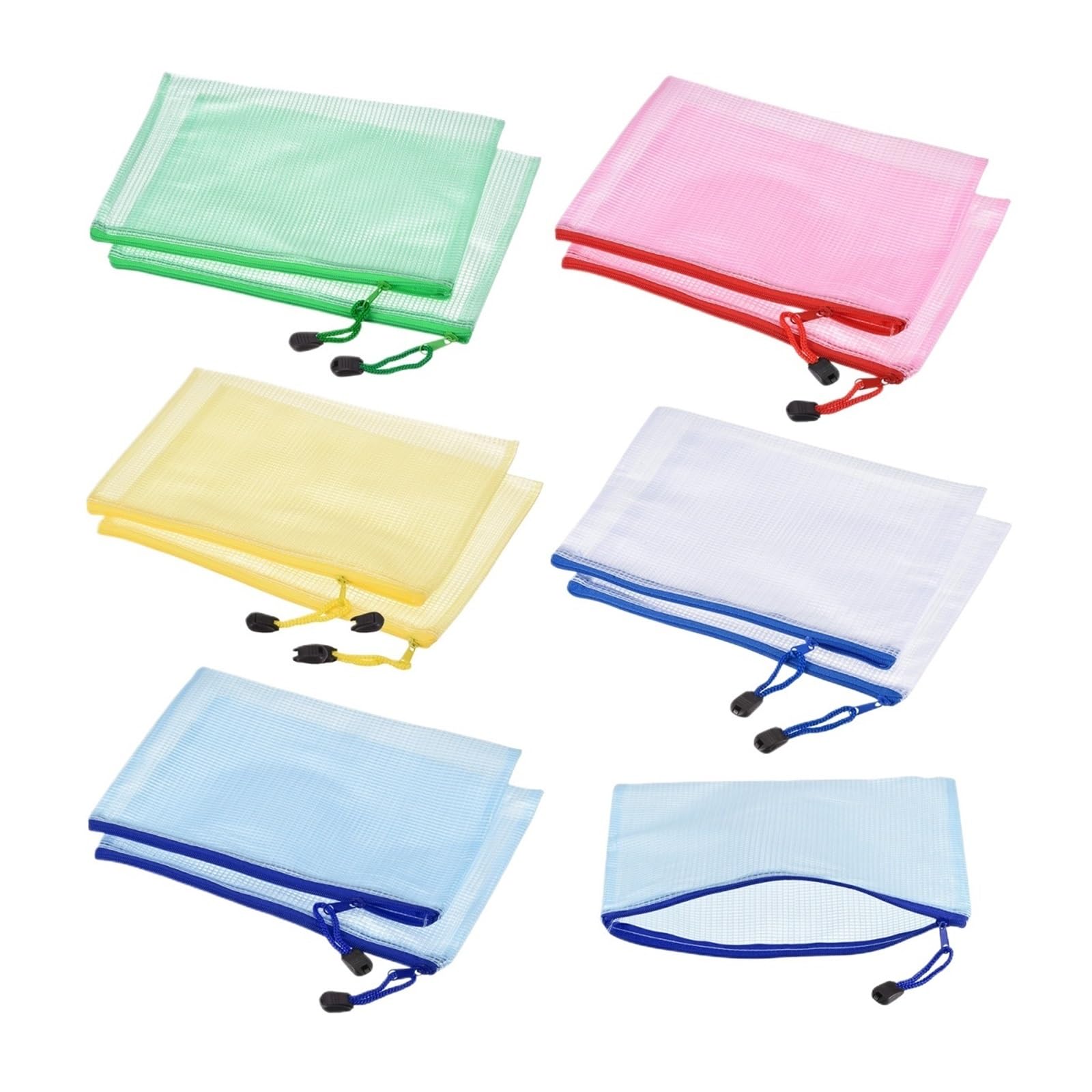 Cartelline Trasparenti 6 pezzi borsa for documenti in plastica impermeabile con cerniera for A3 A4 B4 B5 tasche for porta banconote cartelle for ufficio forniture for la casa(6Pcs A3 Green)