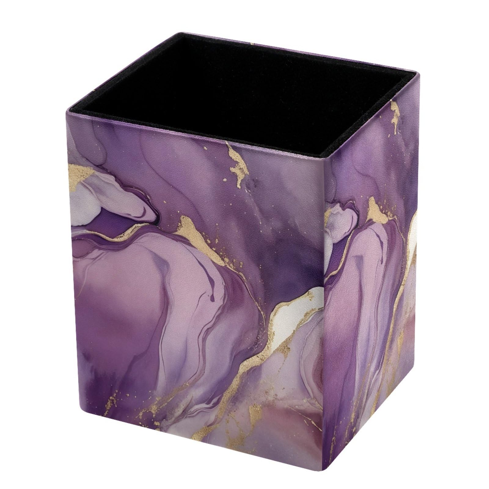 FWJZDSP Purple Marble PU Leather Pencil Organizer, Makeup Brush Holder, Office Decor and Desk Accessories Durable
