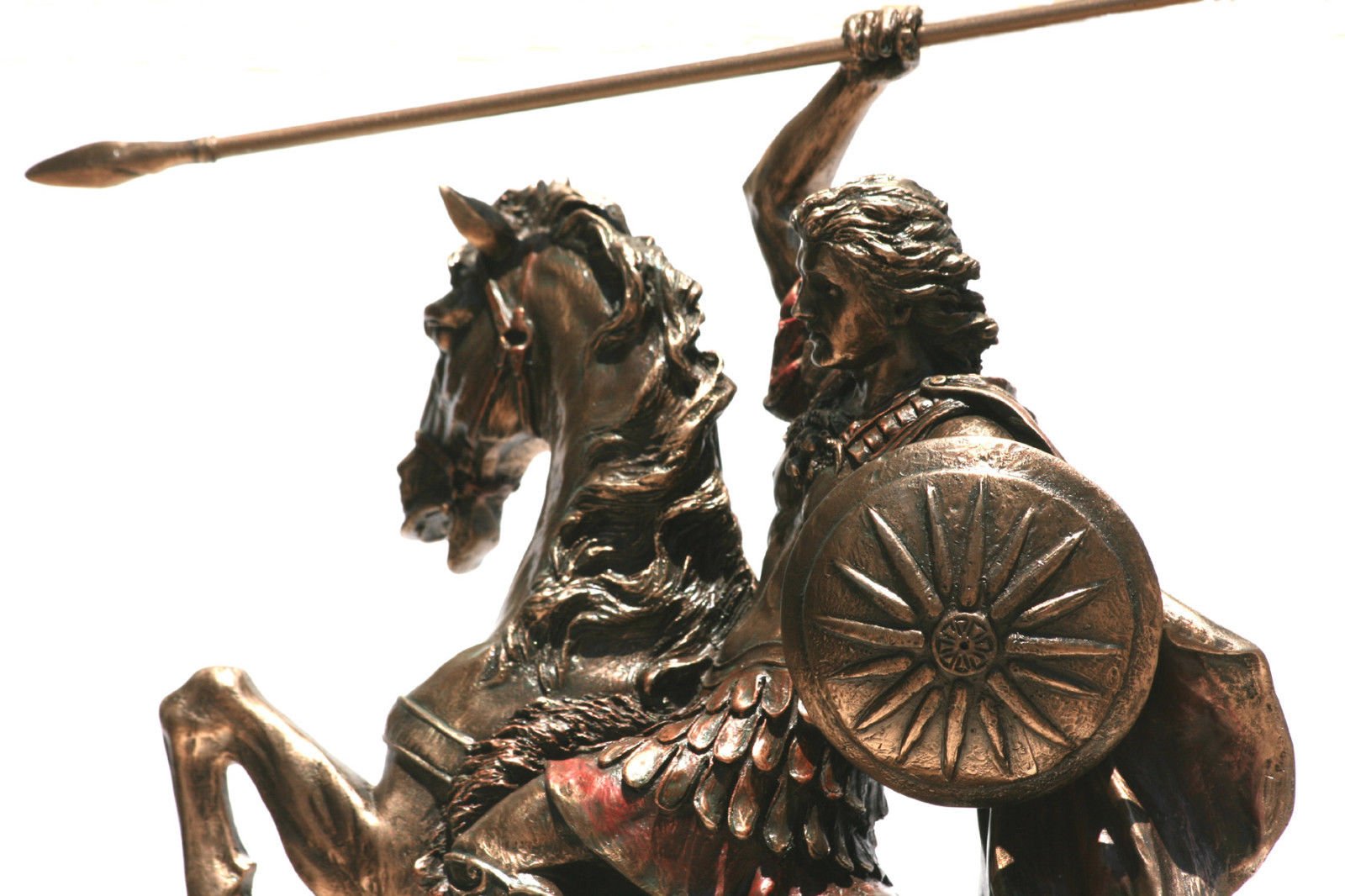 Veronese Alexandre le Grand sur Cheval Statue du Roi Grec Guerrier Sculpture Figurine Finition Bronze 31,5 cm