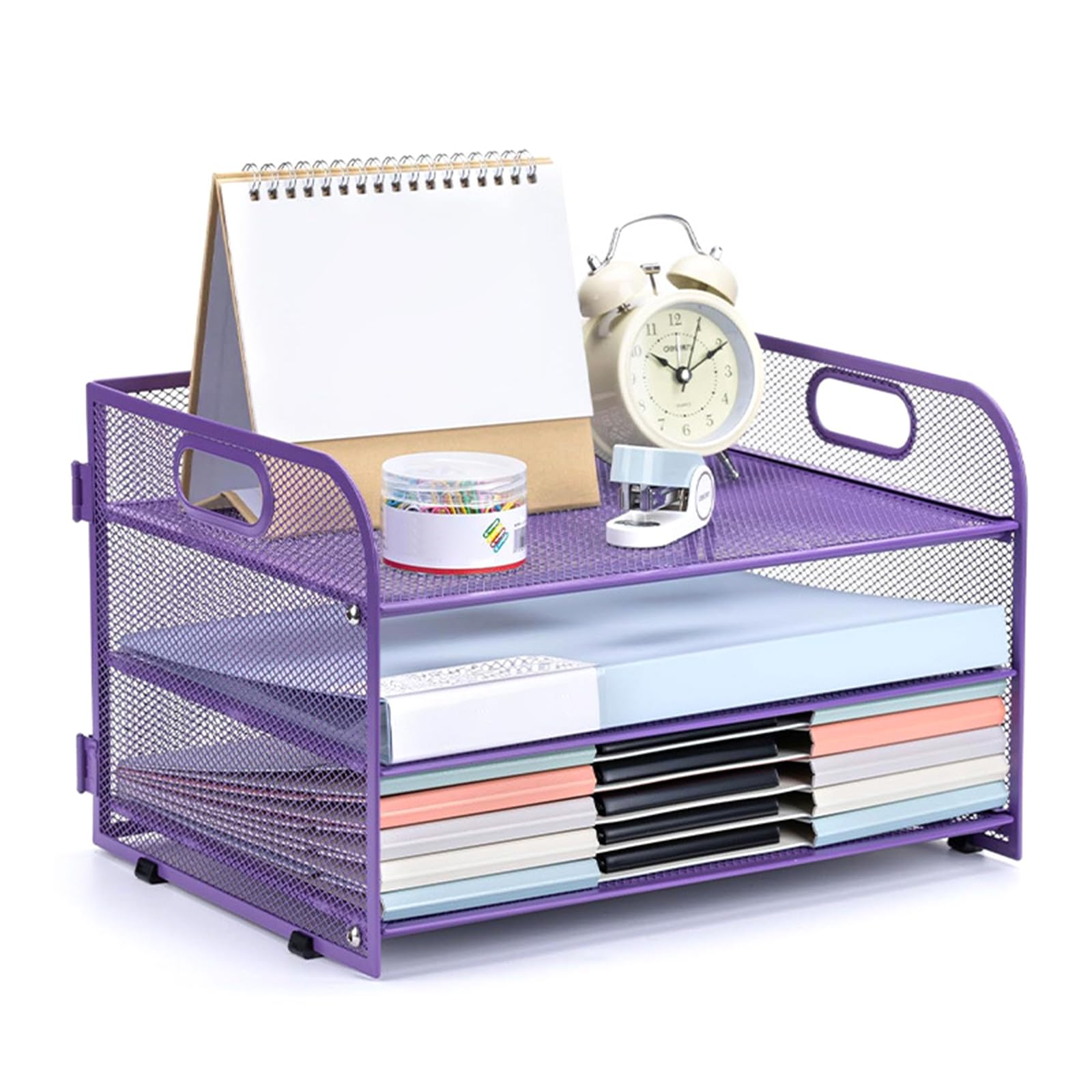 Kalttoy 3 Tiers Desk Organiser Letter Tray File Holders Filing Trays Paper Organiser Desk Accessories Notebooks Sorter Rack