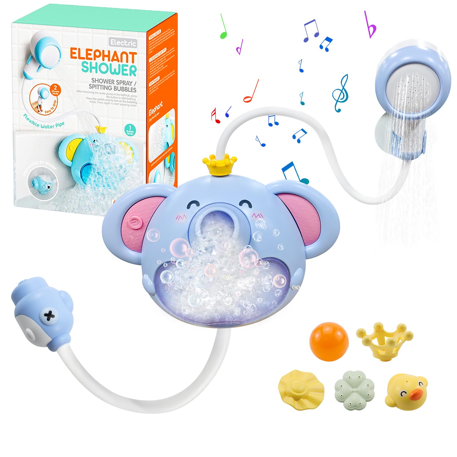 Aischens Máquina de Burbujas de Baño, Elefante Morado Bañera Bebé Niño Juguetes Musicales para 1 2 3 4 5 Años Ducha Natación Regalo de Cumpleaños