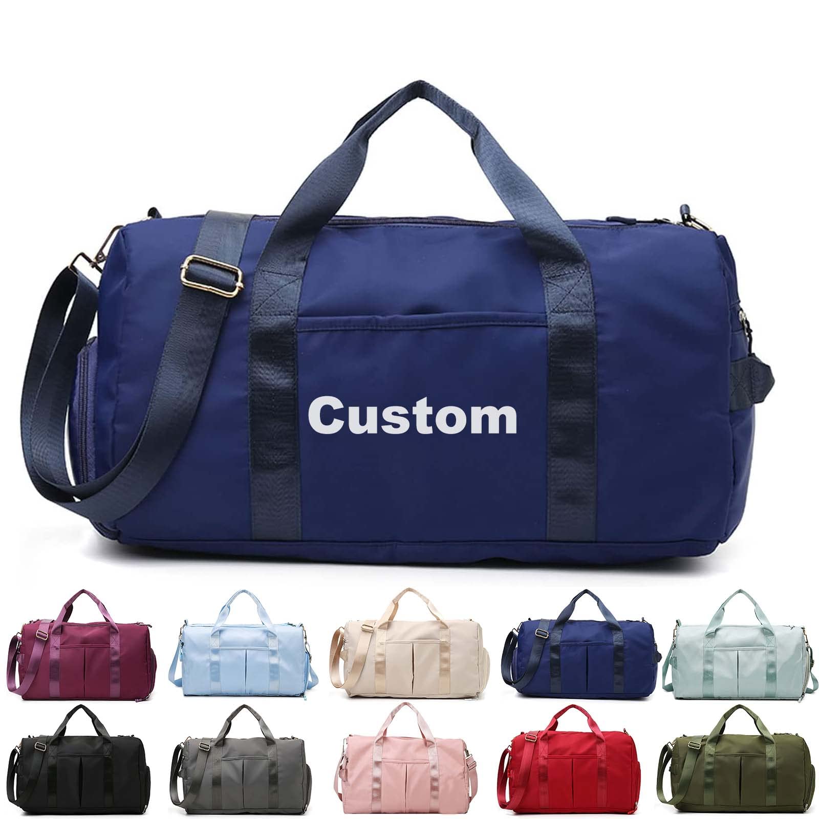 Personalized Duffle Bag, Custom Name Dance Bag for Girls, Personalized Embroidered Sports Gym Bag with Shoes Compartment for Women Girls (Blue)