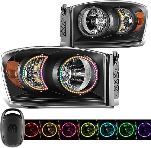 DNA MOTORING HL-LED-RM06-CH-CL1 - Juego de lámparas LED DRL para faros delanteros compatibles con Dodge Ram 150006-09 Dodge Ram 2500 3500 06-08,