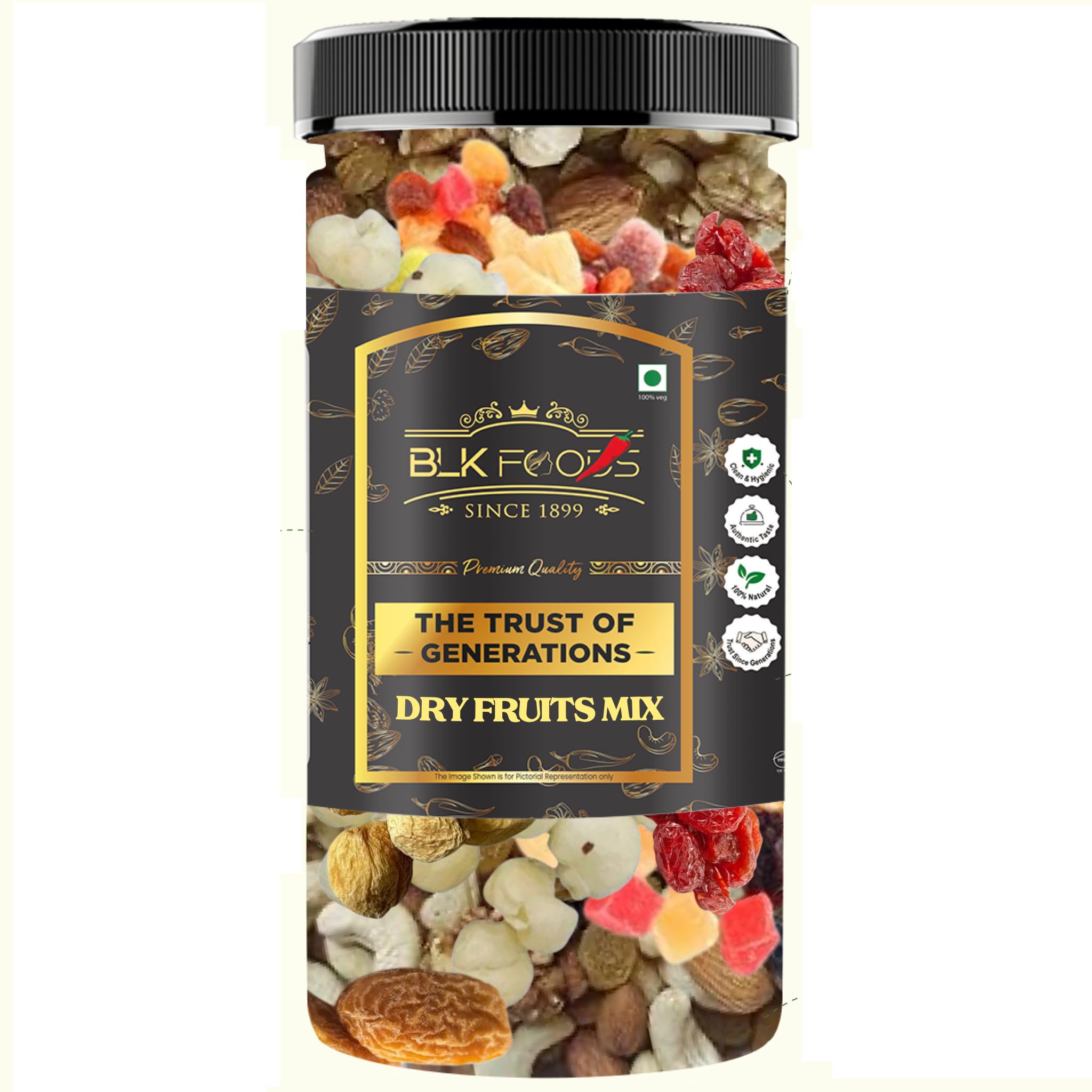 BLK FOODS Nutmix 500g | Mixed Nuts and Dried Fruits | Almond, Cashew, Raisins & Many More. (Pack of Jar)-image-13