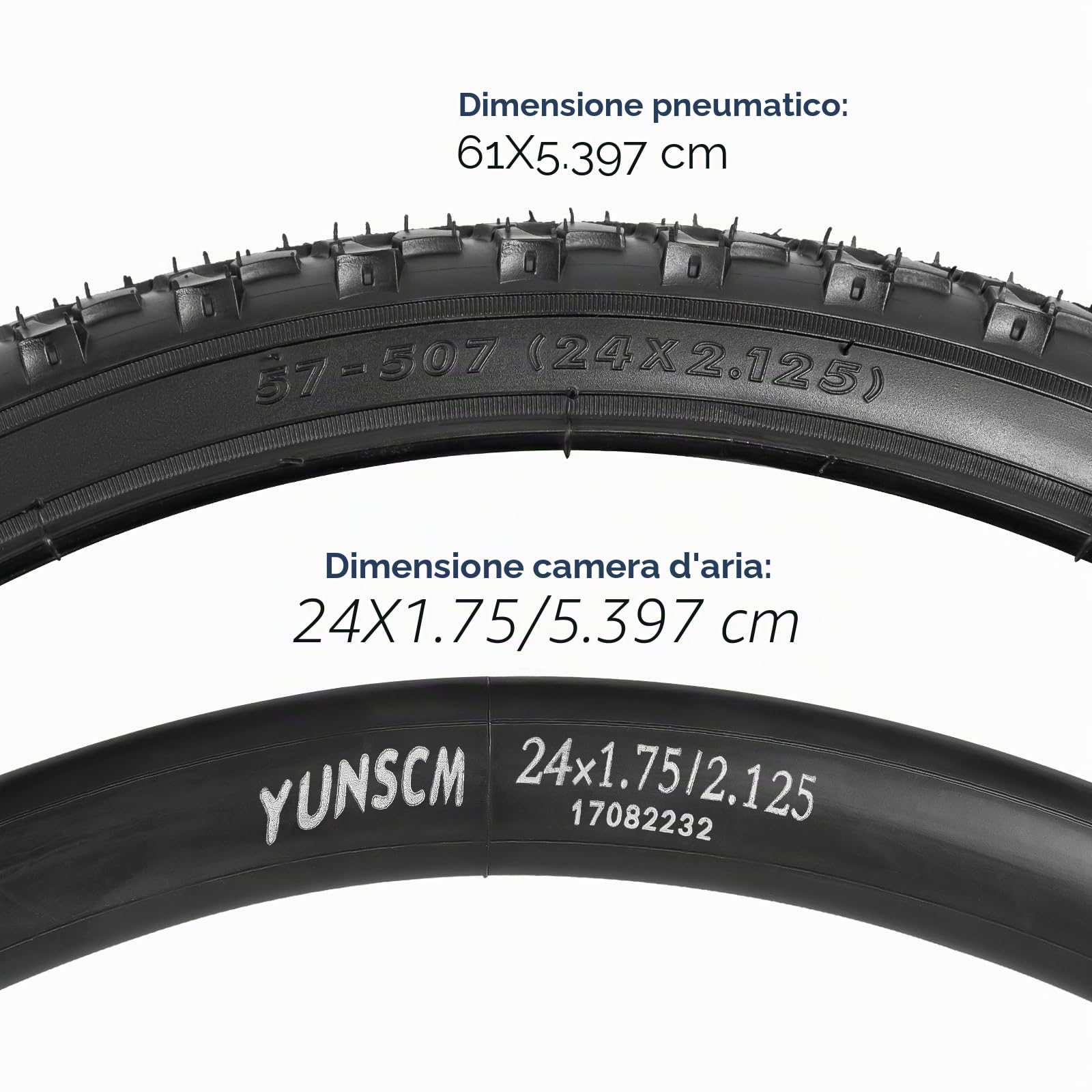 YunSCM 2Pcs Pieghevole 24 pollici copertoni 24x2.125 ETRTO 57-507 24 pollice Camera d'aria AV32mm compatibileBici da strada, city bike, mountain bike 24x2.10 24x2.125 24x2.25 pneumatici