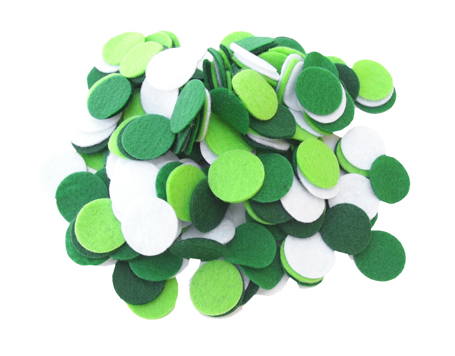 Playfully Ever After Green, Dark Green, Light Green &amp; White Craft Felt Circles (1 Inch - 200pc)