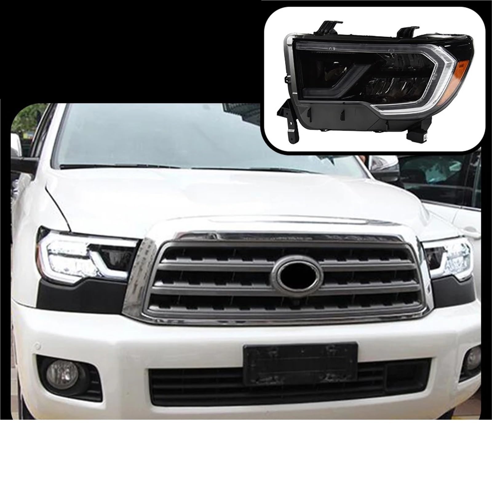 Faro Coche Reemplazo De Faro Delantero Coche, Luz Diurna DRL, Proyector, Restyling Para Toyota Para Tundra 2007 2008-2013 Para Sequoia Faros Delanteros(Style A)