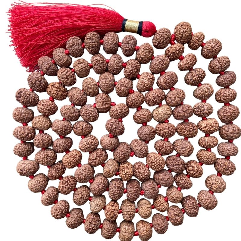 Natürliche AAA Große 8 Mukhi Rudraksha Mala, 108 Mala Perlen, 8 Mukhi Rudraksha Halskette, Gebet Mala, Meditation Mala, Japa Mala