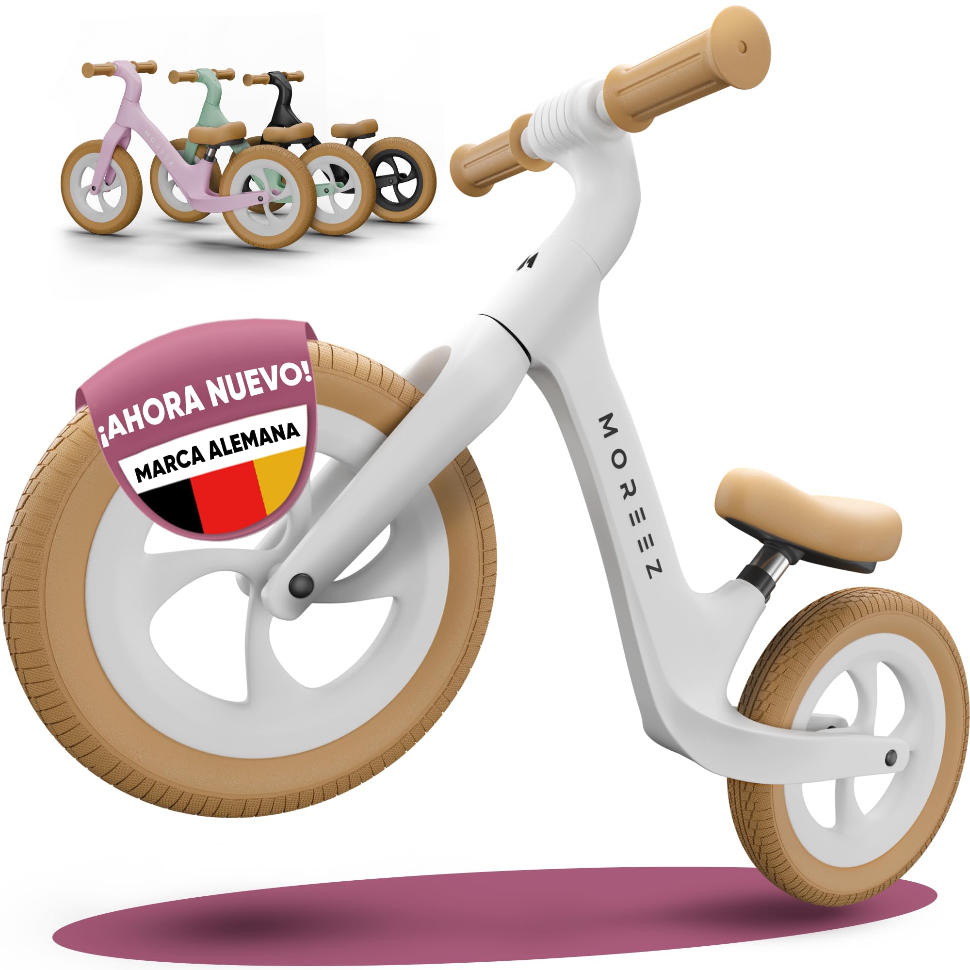 MOREEZ® Bicicleta para niños a partir de 2 años [2-5 años] Bicicleta infantil ultraligera con protección contra caídas, asiento ergonómico, 50 kg, ruedas a prueba de pinchazos de 12 pulgadas,