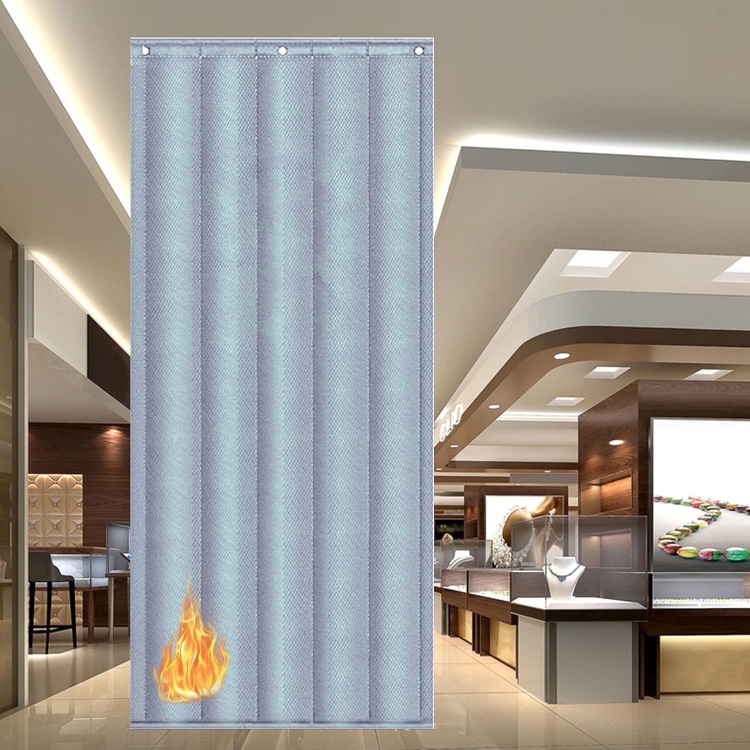 Fire Resistant Door Curtain - Flame Retardant Soundproof Blanket for Cold Protection in Various Environments
